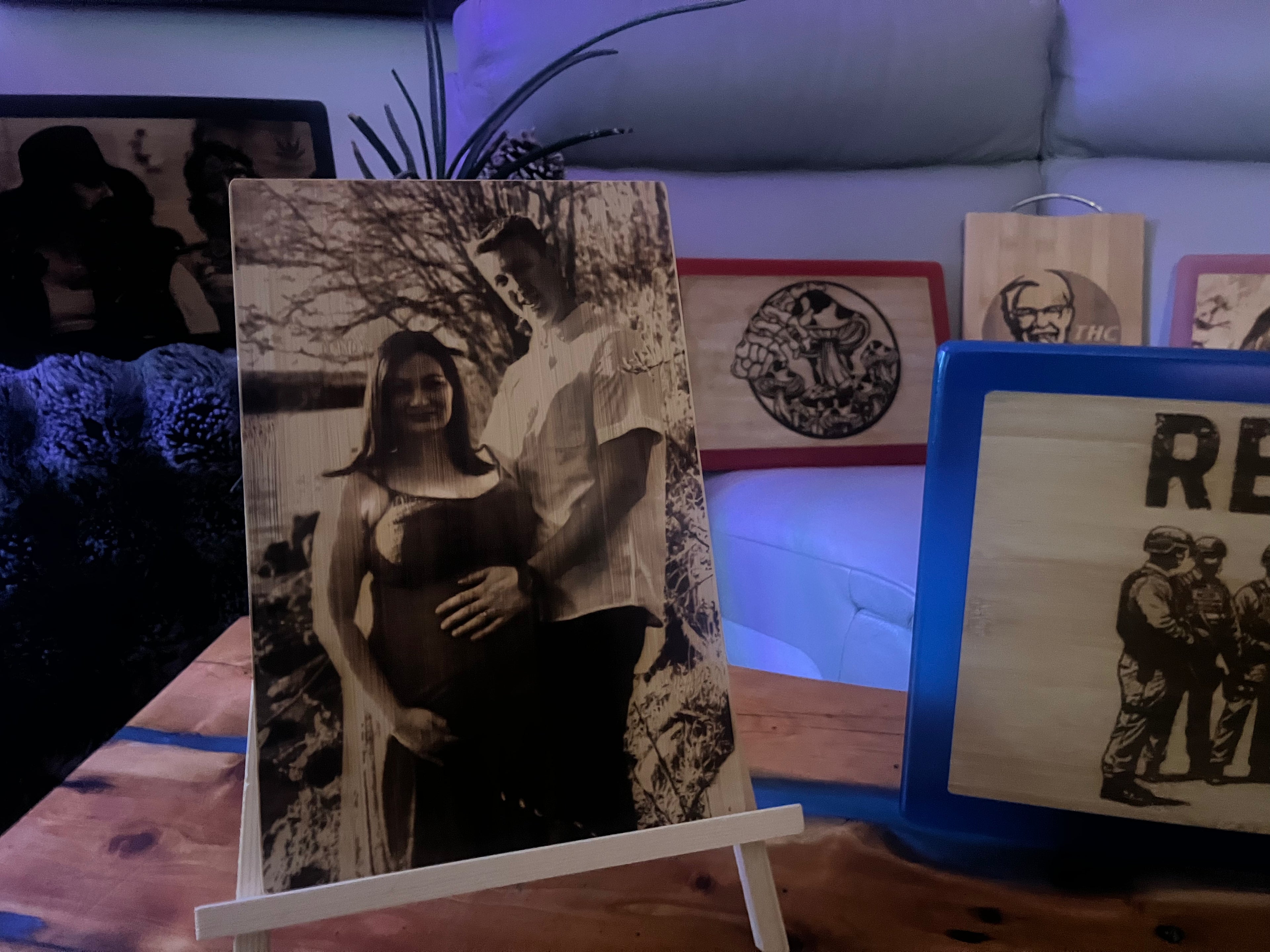 High-Quality Bamboo Laser Engraved Portrait Style Photograph